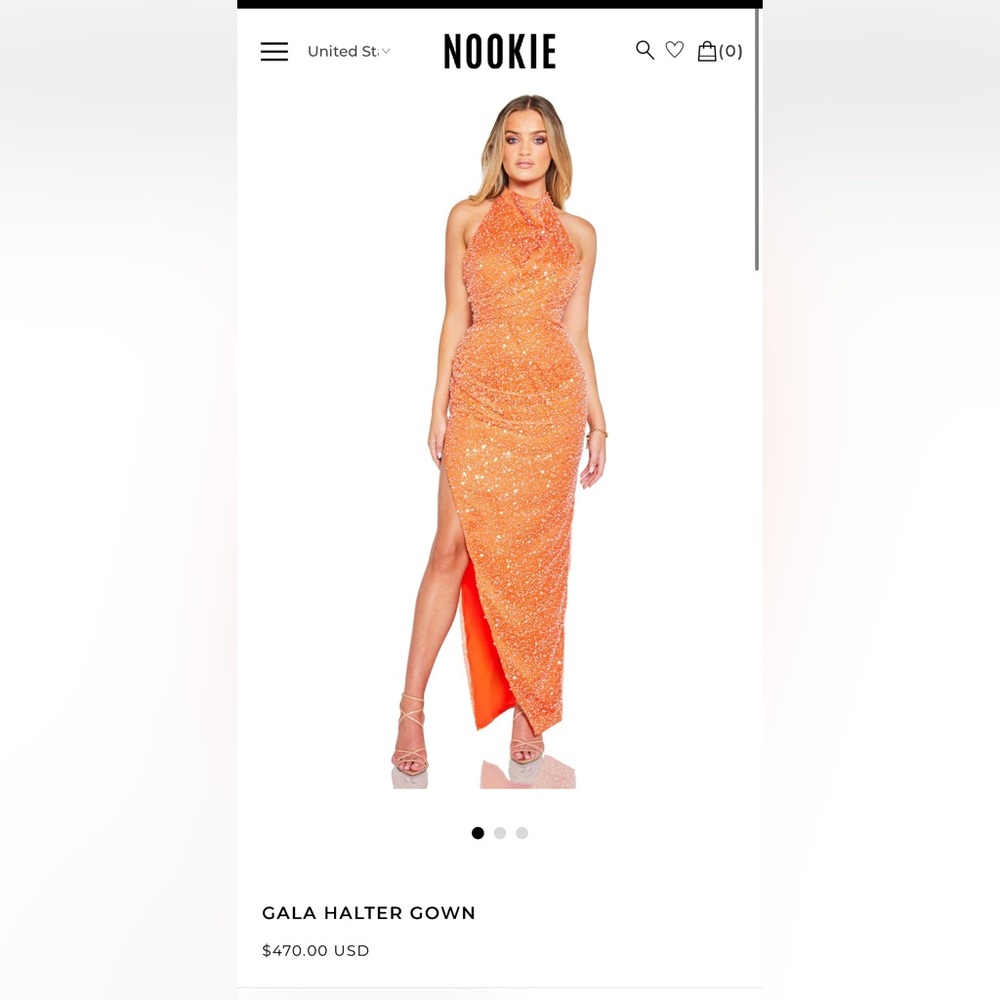 Nookie-Gala Halter Gown- Orange Sequin Dress